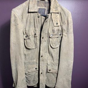 All Saints Mens Suede Khaki Brown Jacket